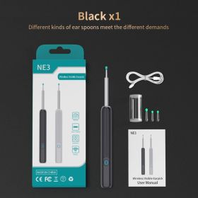 NE3 Ear Cleaner High Precision Ear Wax Removal Tool with Camera LED Light Wireless Otoscope Smart Ear Cleaning Kit Best Gift (Color: Black)