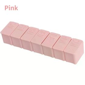 2Pcs/Set Travel Pill Box Holder Weekly Medicine Storage Organizer Container Drug Tablet Dispenser Independent Lattice Pill Case (Color: 2Pcs Pink)