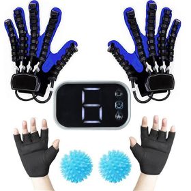 Protable Rehabilitation Robot Gloves Stroke Hemiplegia Cerebral Infarction Training Device Finger Exerciser Hand Function Recove (Color: full set, size: XXL)