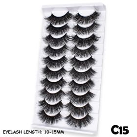 AYRMILLA 5/20Pairs 3D Mink Lashes Natural False Eyelashes Dramatic Thick Fake Eyelash Extension Faux Cils Wholesale Makeup Tools (Color: 10Pairs-C15)