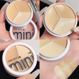 3 Colors Concealer Cream Full Coverage Acne Spot Dark Circles Contour Concealer Palette with Brush Moisturizing Cosmetics Makeup (Color: 1)