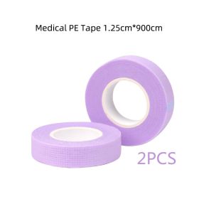 New Non-woven Silicone Gel Eyelash Tape Breathable Sensitive Resistant Microporous Eyelash Extension Color Tape Sticker Makeup (Color: 2PCS Purple PE-9m)