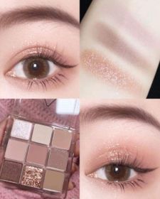 9 colors Shiny Eyeshadow Palette Matte Butter and Orange Brown Plate Earth-toned shimmering pearlescent  2025 new (Color: New style3-Bean paste color)