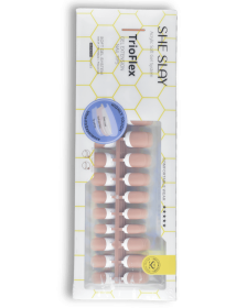 SheSlay Trio Flex Gel French Tip Nails | Pre-Colored Press-On Nail Extensions (Nail shape: Short, Color: Nude)